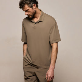 Heavy Luxe Jersey Oversized Polo in Light Olive | James Perse Los Angeles