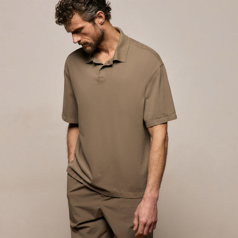Heavy Luxe Jersey Oversized Polo in Light Olive | James Perse Los Angeles