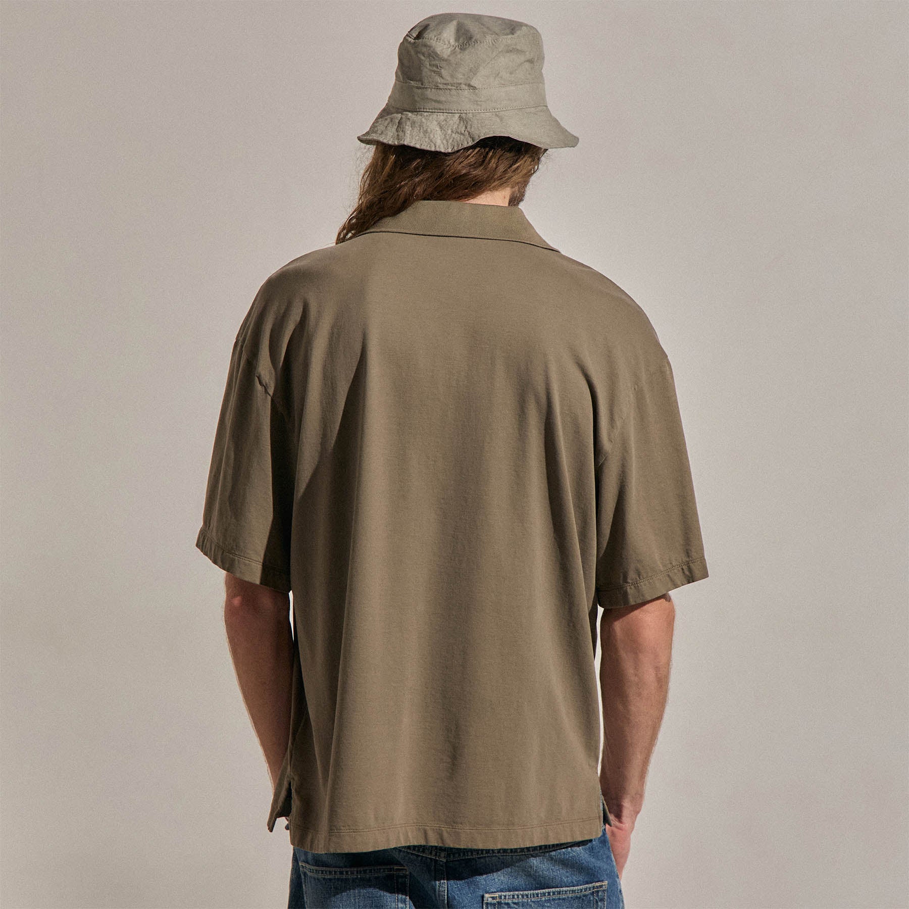 Heavy Luxe Jersey Oversized Polo in Light Olive | James Perse Los Angeles
