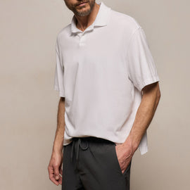 Heavy Luxe Jersey Oversized Polo in White | James Perse Los Angeles