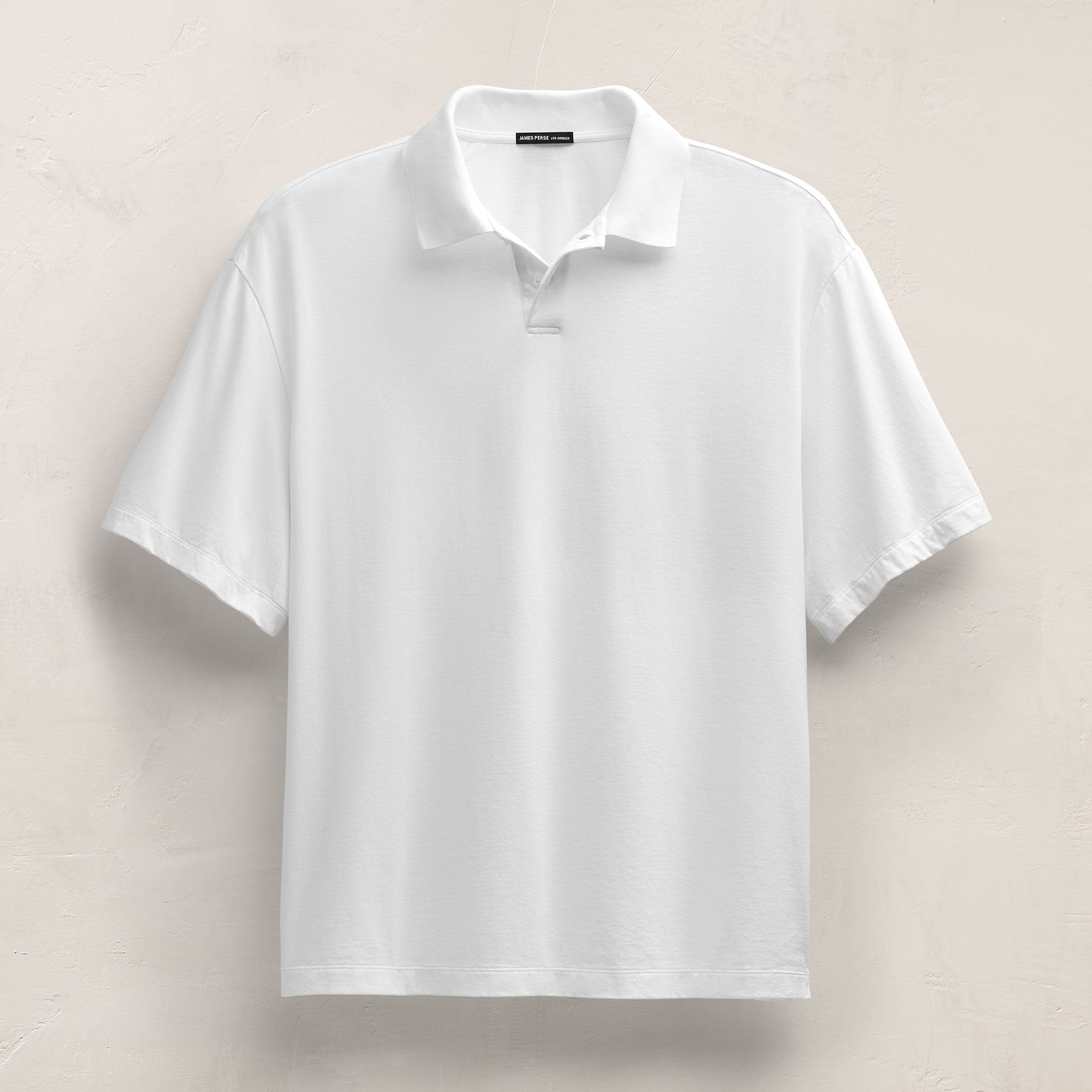 Heavy Luxe Jersey Long Sleeve Polo - White | James Perse Los Angeles