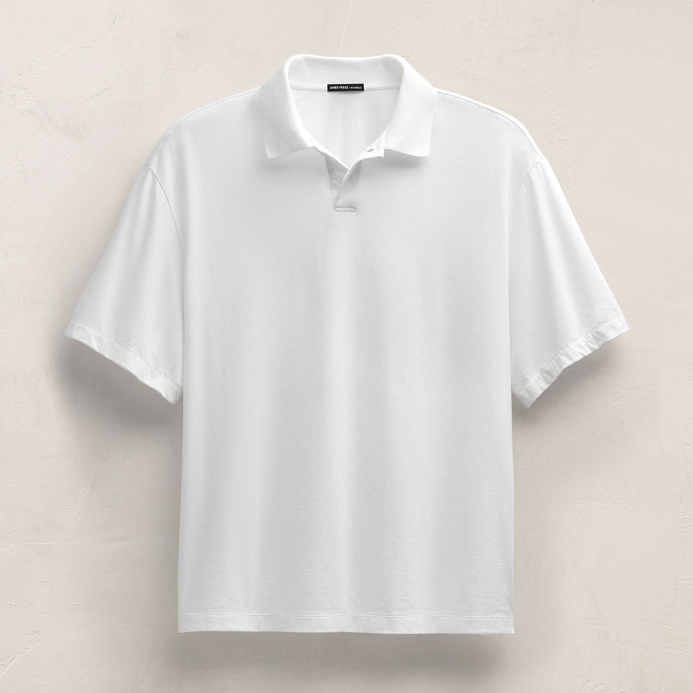 Heavy Luxe Jersey Oversized Polo in White | James Perse Los Angeles