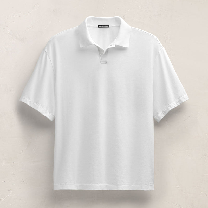 Heavy Luxe Jersey Oversized Polo in White | James Perse Los Angeles
