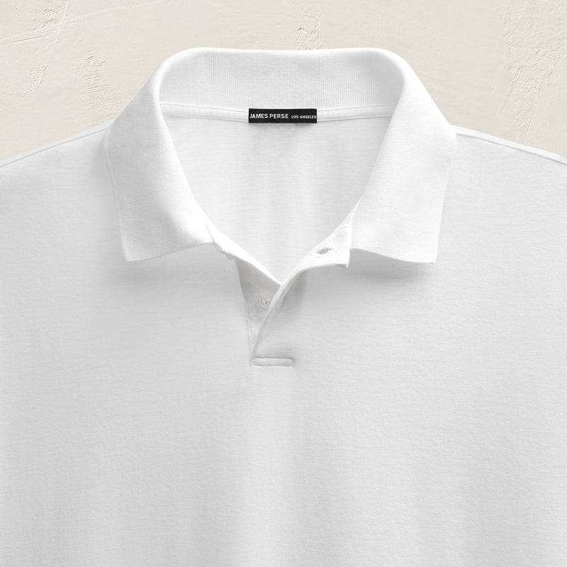Heavy Luxe Jersey Oversized Polo in White | James Perse Los Angeles