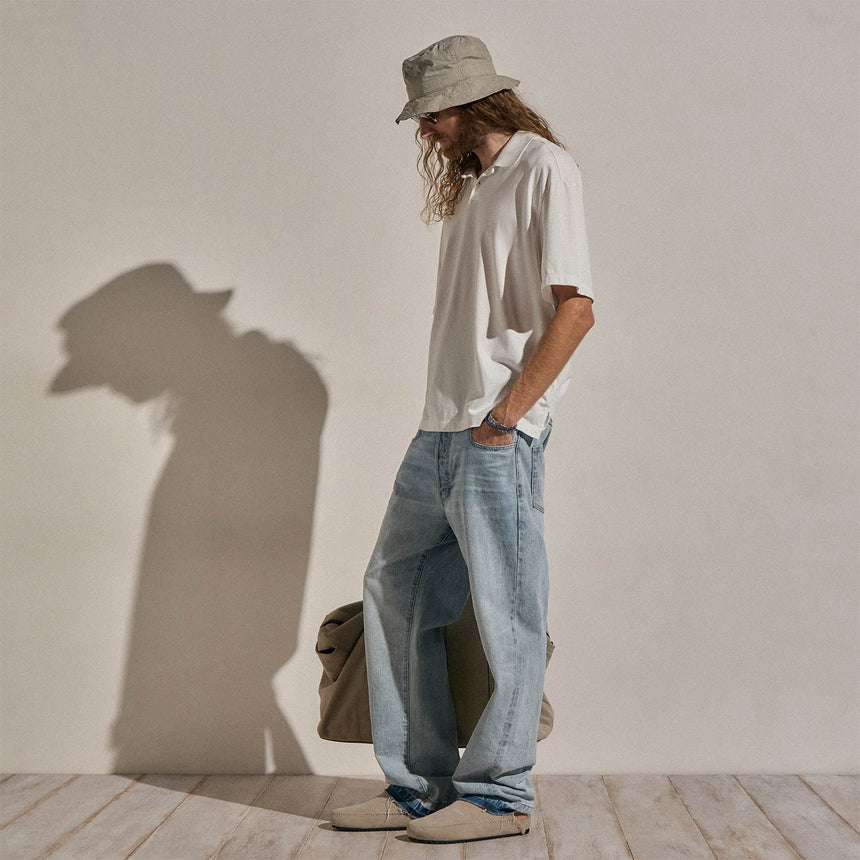 Heavy Luxe Jersey Oversized Polo in White | James Perse Los Angeles