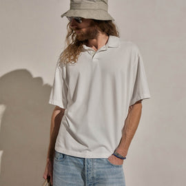 Heavy Luxe Jersey Oversized Polo in White | James Perse Los Angeles