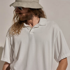 Heavy Luxe Jersey Oversized Polo in White | James Perse Los Angeles