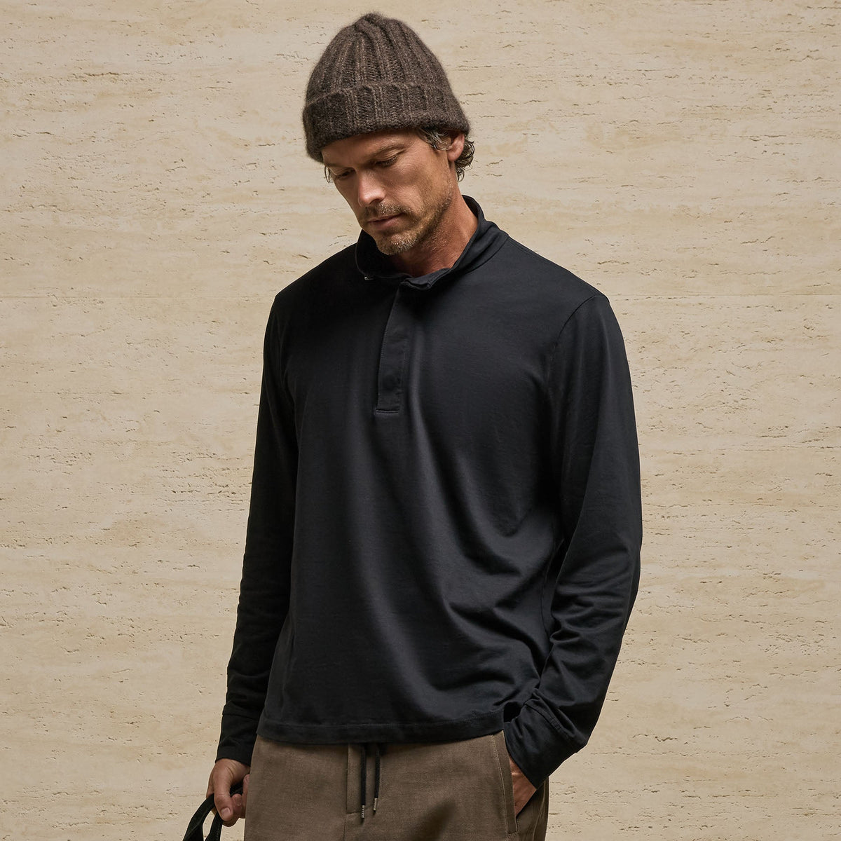 Heavy Luxe Funnel Neck in Black | James Perse Los Angeles