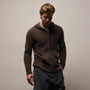 Lightweight Textured Cashmere Knit Zip Up Hoodie in Bark | James Perse Los Angeles
