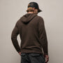 Lightweight Textured Cashmere Knit Zip Up Hoodie in Bark | James Perse Los Angeles