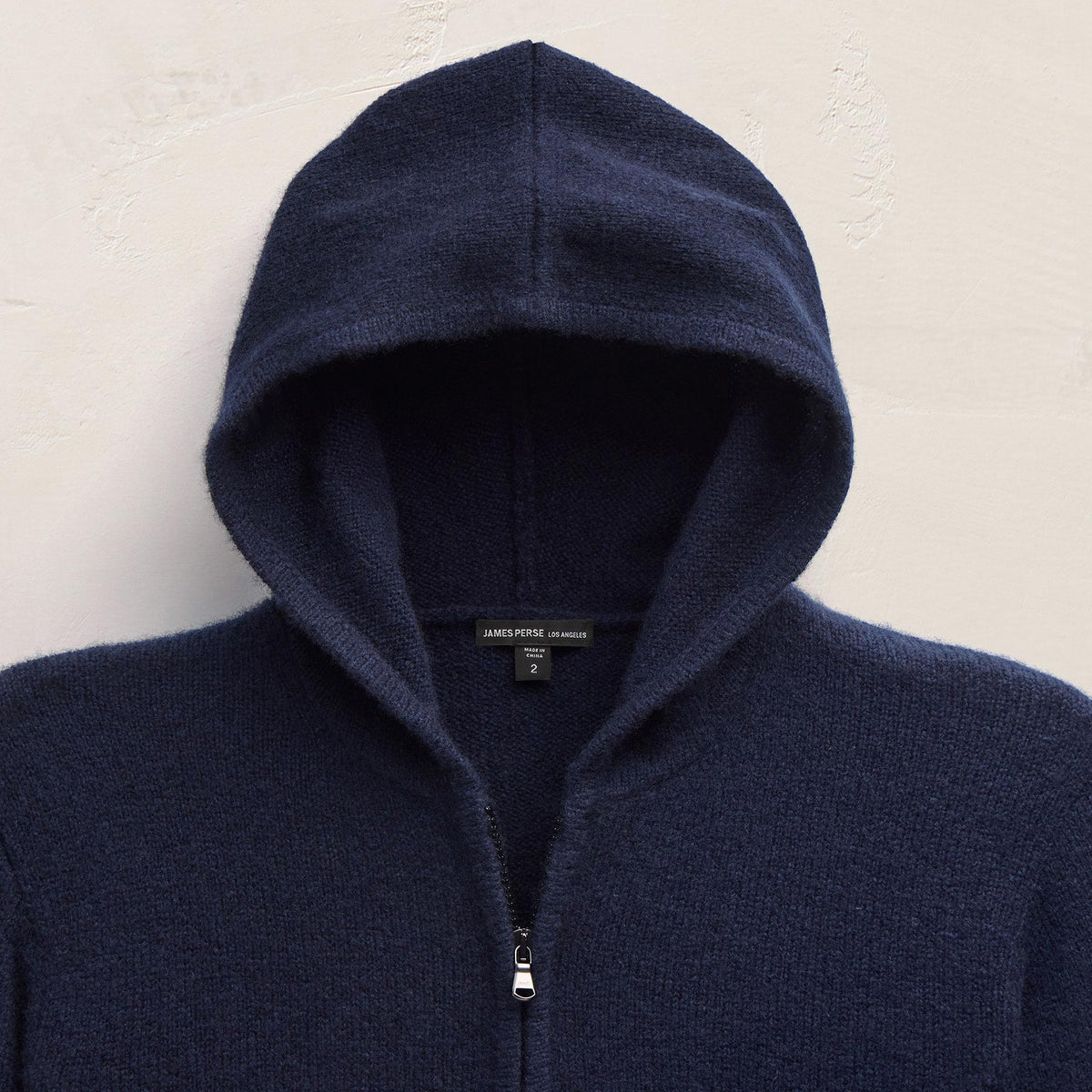Mid Gauge Cashmere Knit Zip Up Hoodie in Deep Navy | James Perse Los Angeles
