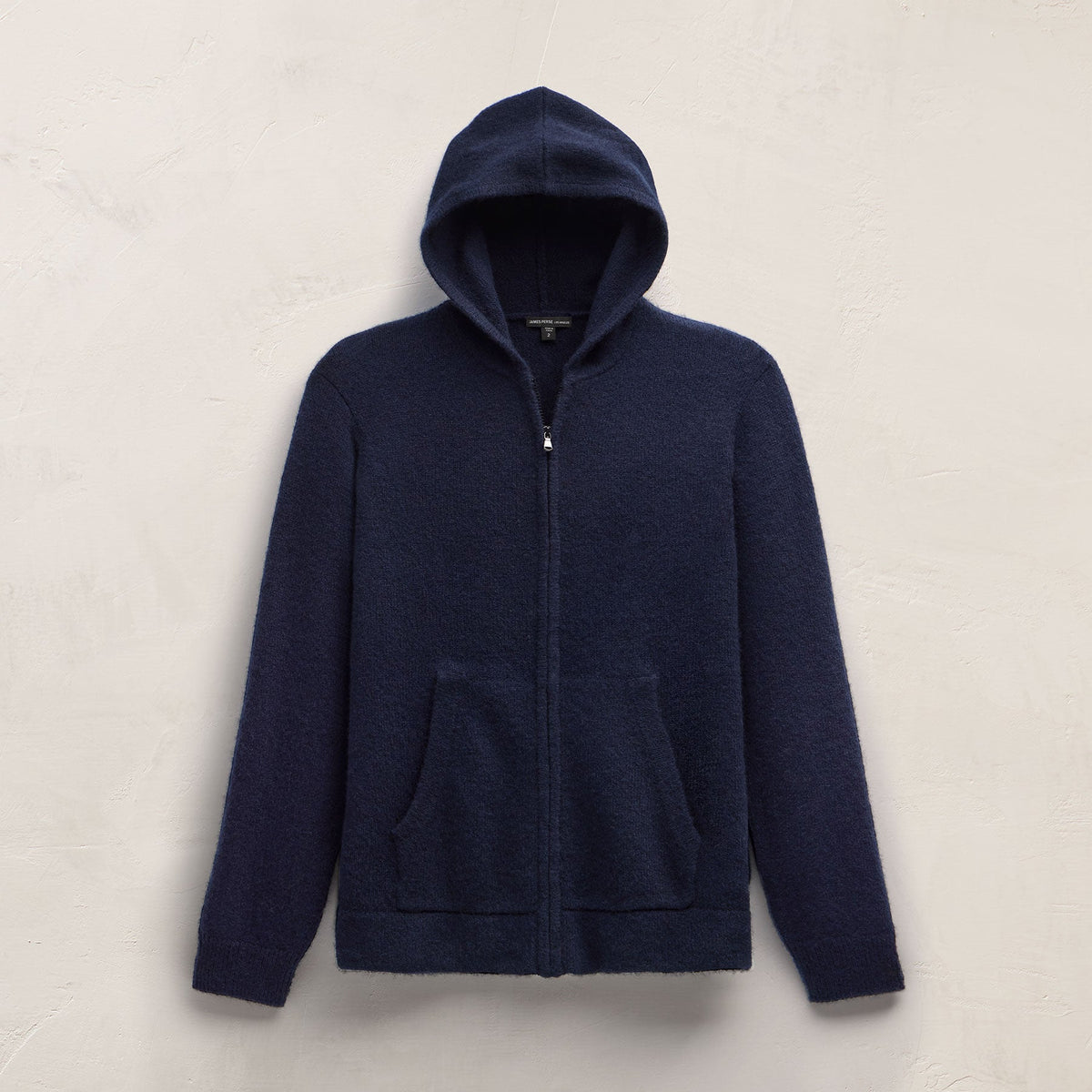 Mid Gauge Cashmere Knit Zip Up Hoodie in Deep Navy | James Perse Los Angeles