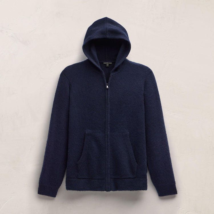 Mid Gauge Cashmere Knit Zip Up Hoodie in Deep Navy | James Perse Los Angeles