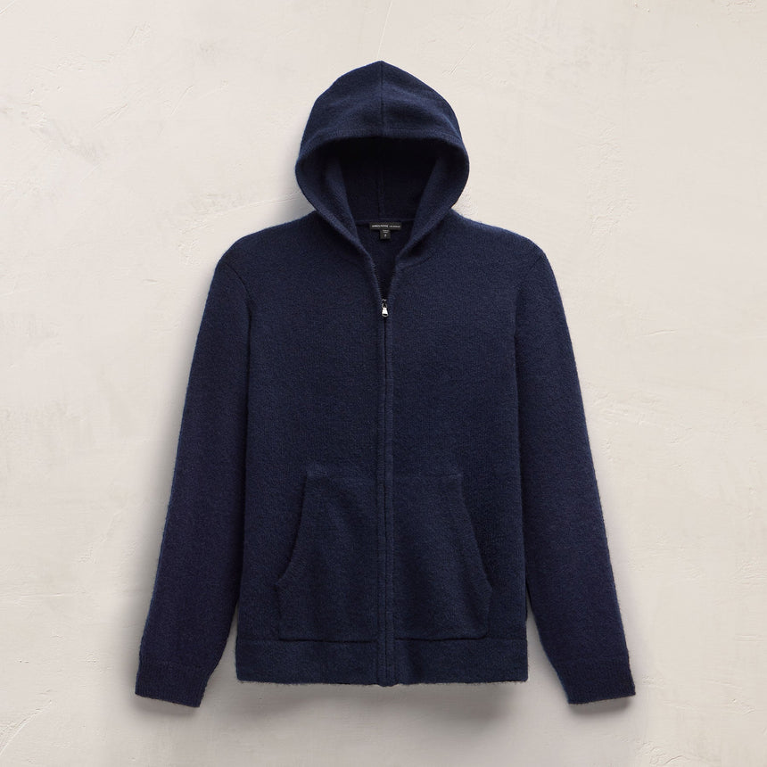 Mid Gauge Cashmere Knit Zip Up Hoodie in Deep Navy | James Perse Los Angeles