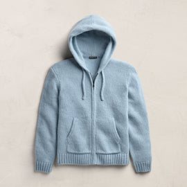 Lightweight Cashmere Full Zip Hoodie - Azure