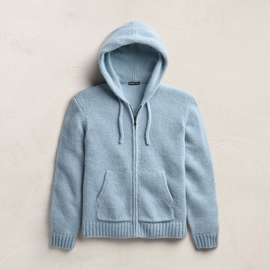 Lightweight Cashmere Full Zip Hoodie - Azure