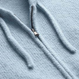 Lightweight Cashmere Full Zip Hoodie - Azure