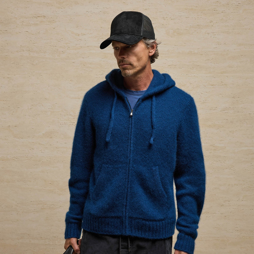 Cashmere Full Zip Hoodie in Midnight | James Perse Los Angeles