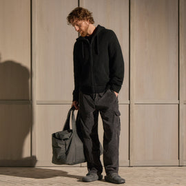 Lightweight Cashmere Full Zip Hoodie in True Black | James Perse Los Angeles