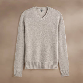 Lightweight Textured Cashmere VinNeck in Hazel | James Perse Los Angeles