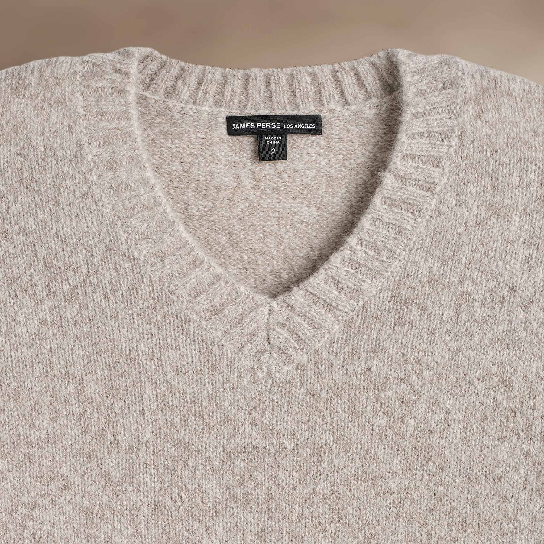 Lightweight Textured Cashmere VinNeck in Hazel | James Perse Los Angeles