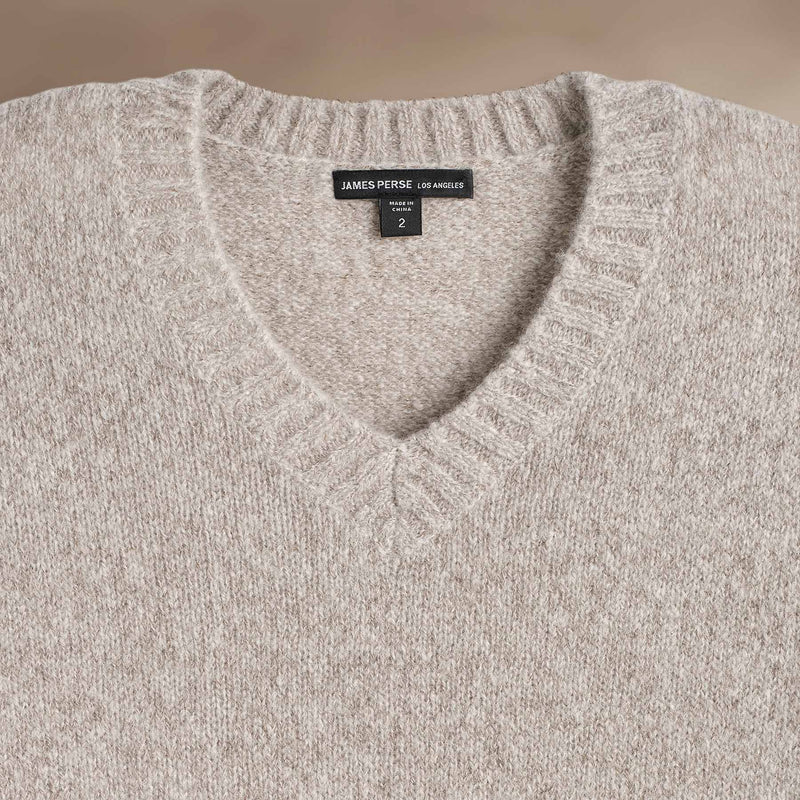 Lightweight Textured Cashmere VinNeck in Hazel | James Perse Los Angeles