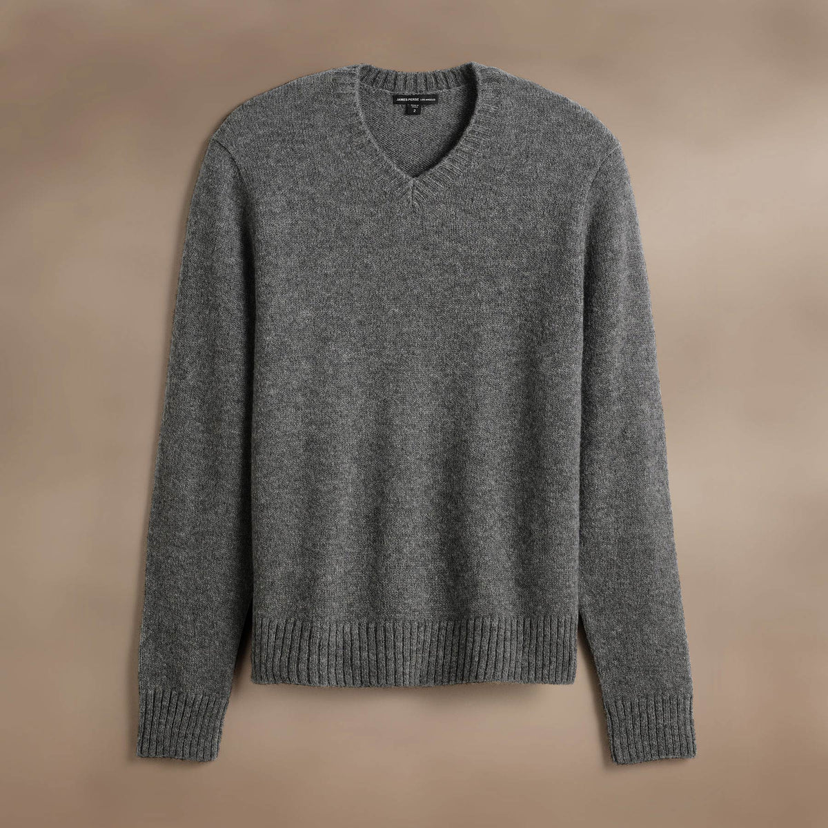 Lightweight Textured Cashmere VinNeck in Thunder | James Perse Los Angeles
