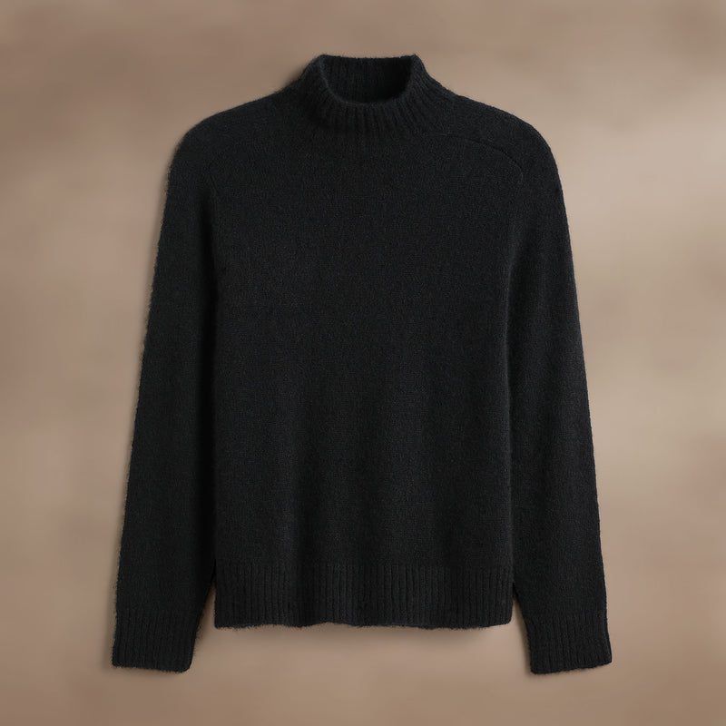 Cashmere Funnel Neck Sweater in True Black | James Perse Los Angeles