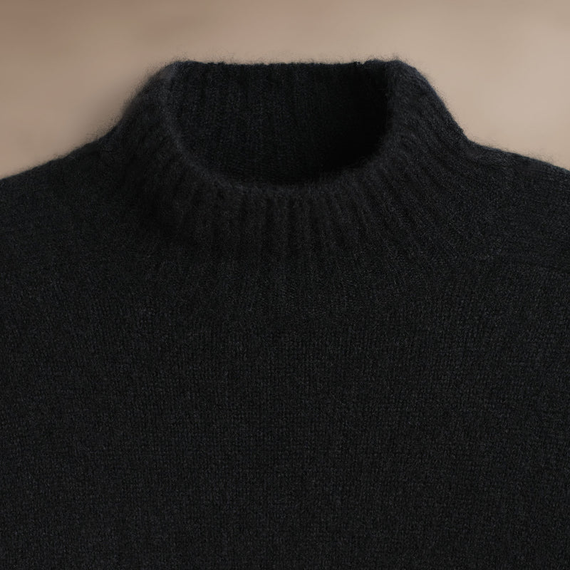 Cashmere Funnel Neck Sweater in True Black | James Perse Los Angeles