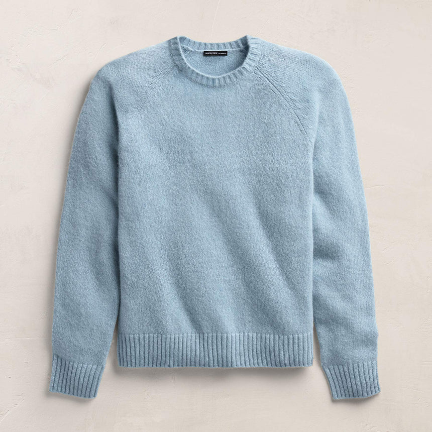 Lightweight Textured Cashmere Crew - Azure