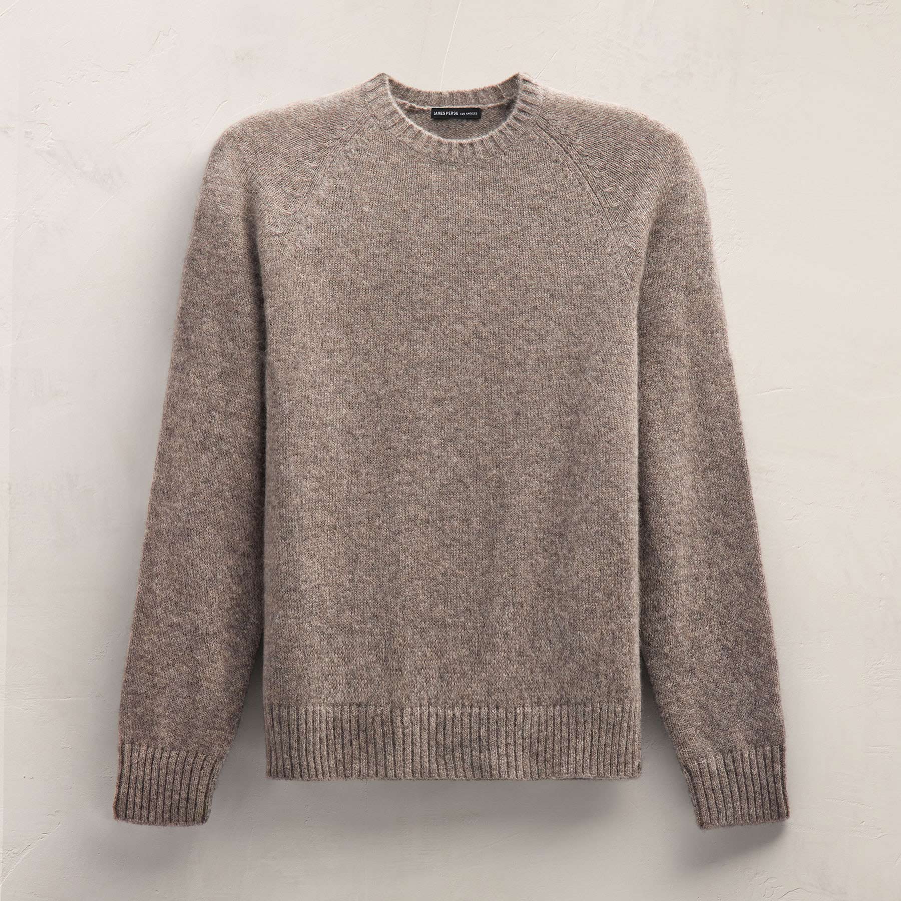 Lightweight Textured Cashmere Crew in Beige Melange | James Perse Los Angeles FLAT