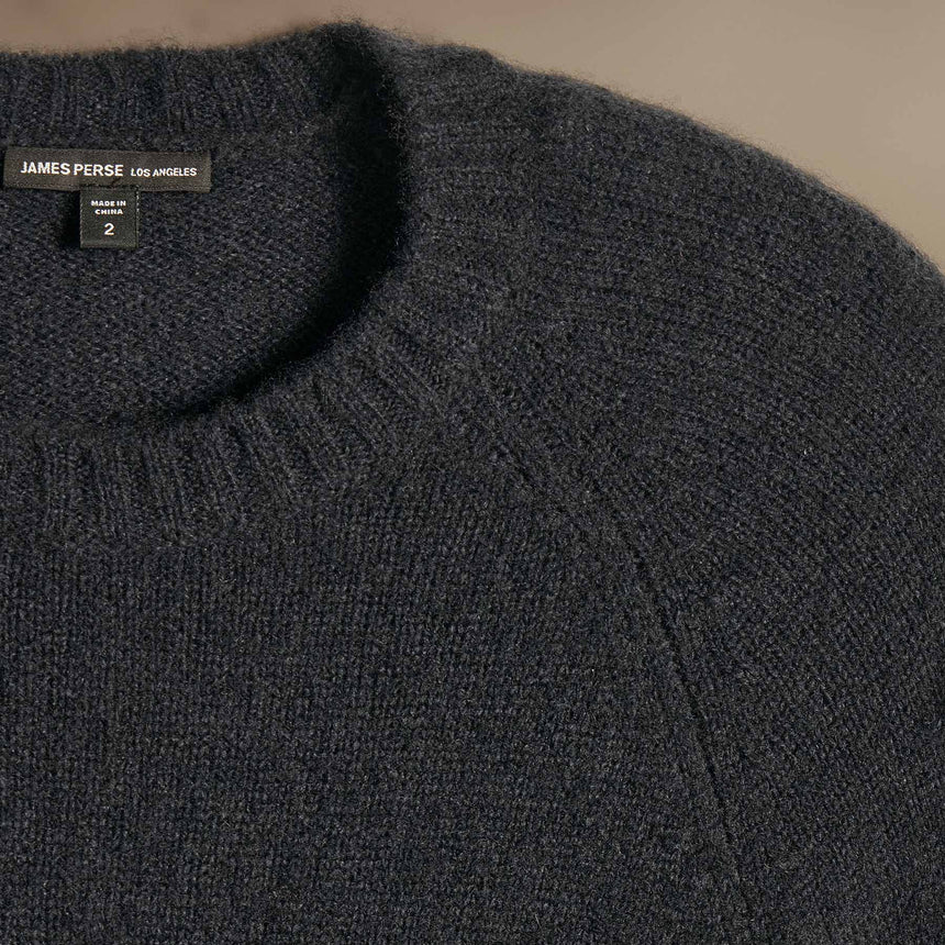 Lightweight Textured Cashmere Crew  in Black | James Perse Los Angeles