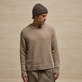Lightweight Textured Cashmere Crew in Coyote | James Perse Los Angeles