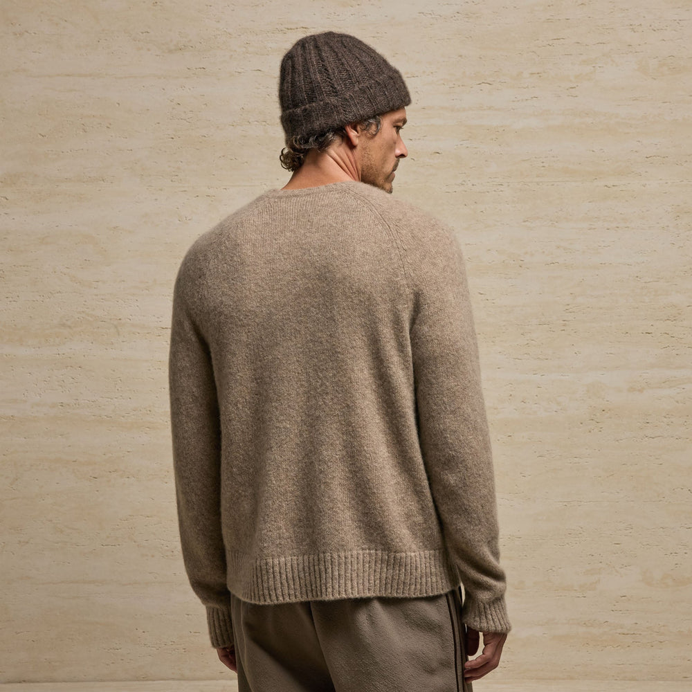 Lightweight Textured Cashmere Crew in Coyote | James Perse Los Angeles