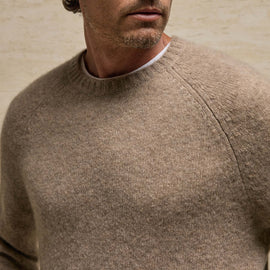 Lightweight Textured Cashmere Crew in Coyote | James Perse Los Angeles