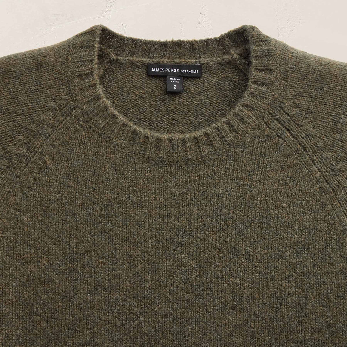 Lightweight Textured Cashmere Crew in Fir | James Perse Los Angeles