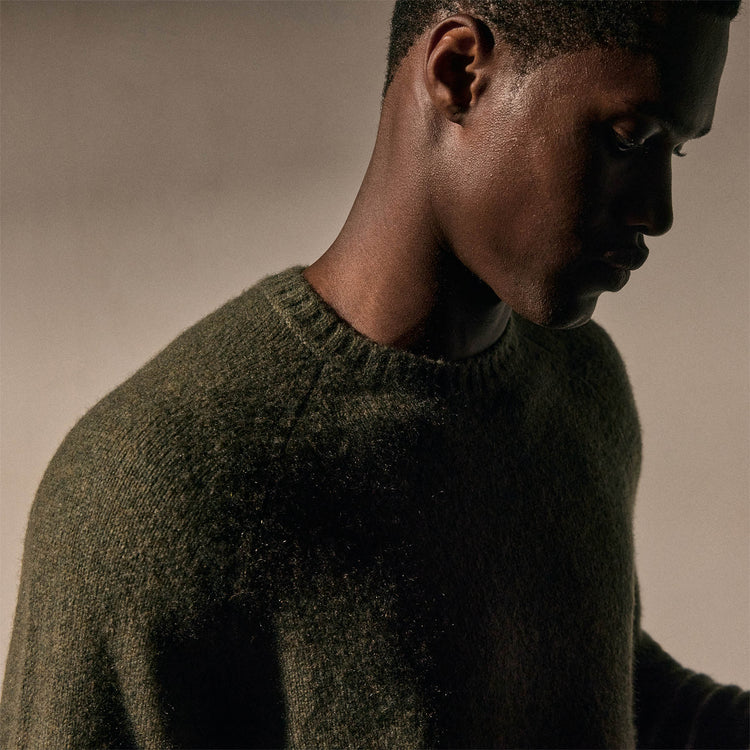 Lightweight Textured Cashmere Crew in Fir | James Perse Los Angeles