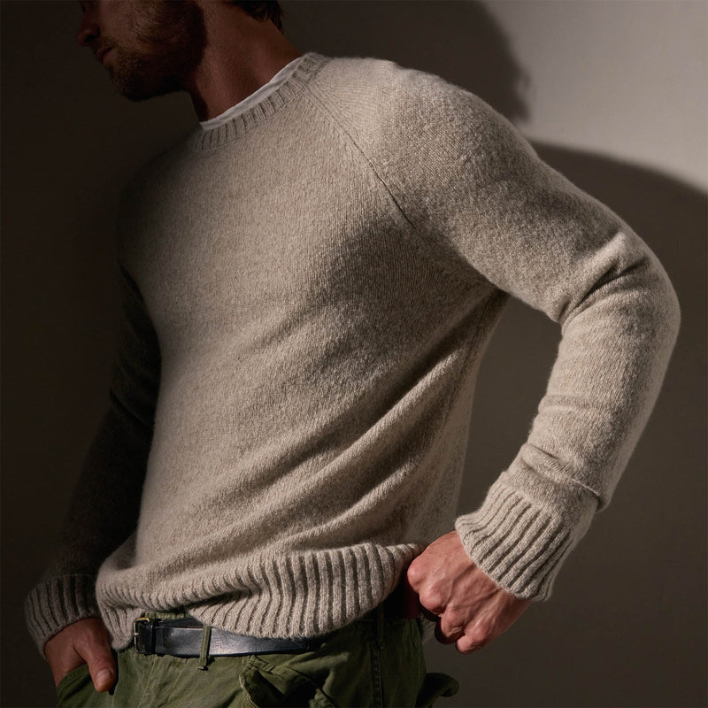 Lightweight Textured Cashmere Crew  in Hazel | James Perse Los Angeles