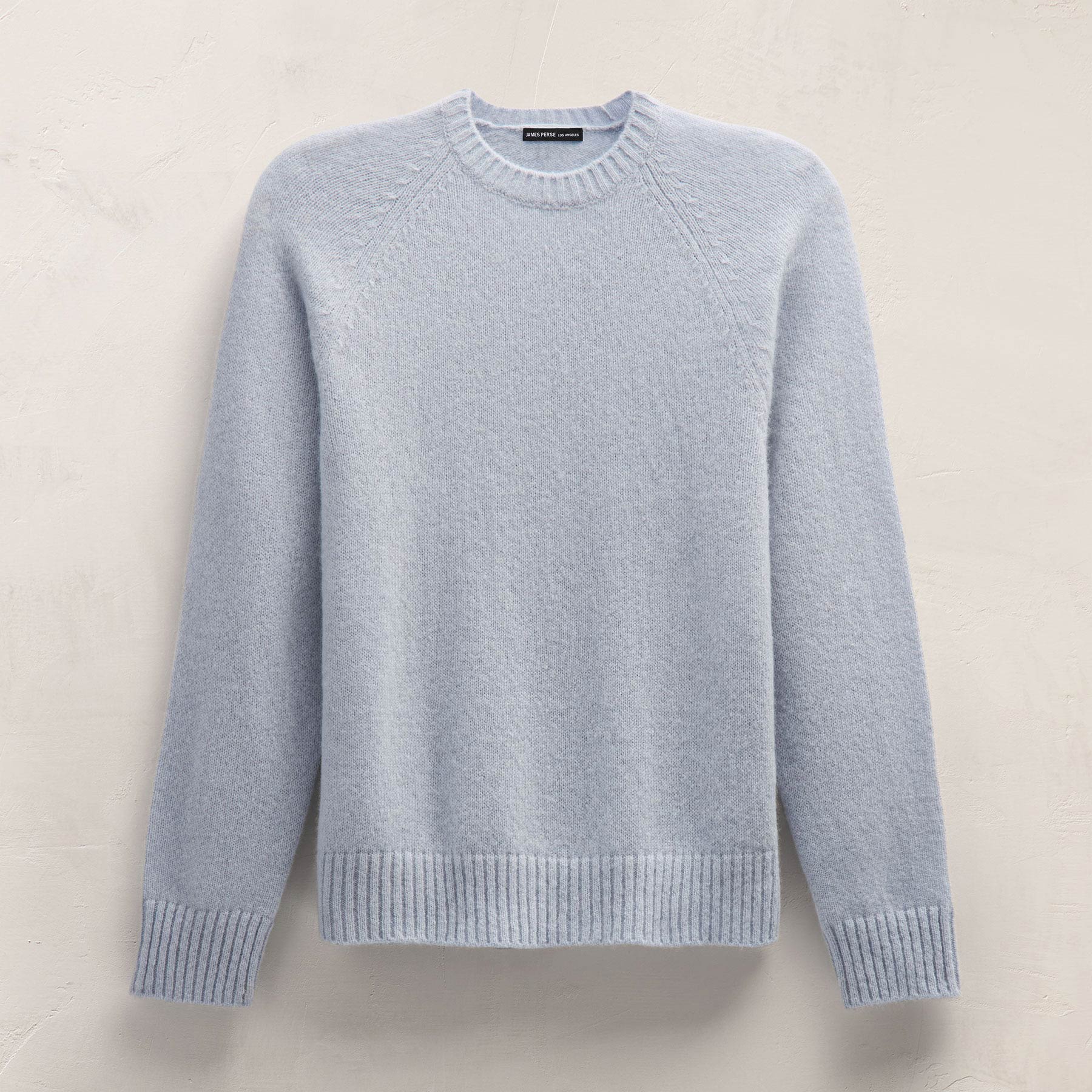 Lightweight Textured Cashmere Crew in Pale Blue | James Perse Los Angeles FLAT