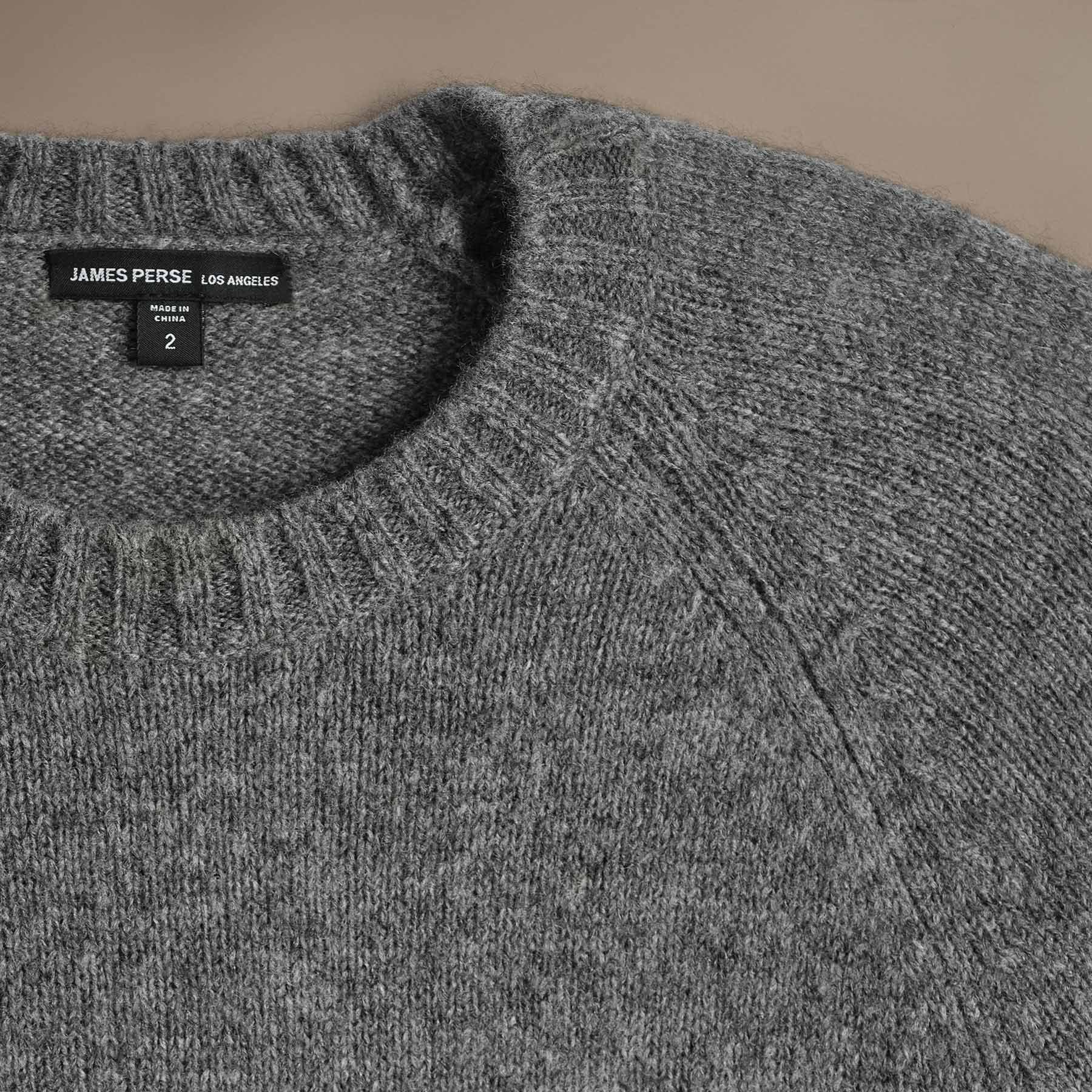 Lightweight Textured Cashmere Crew in Thunder | James Perse Los Angeles