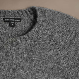Lightweight Textured Cashmere Crew in Thunder | James Perse Los Angeles