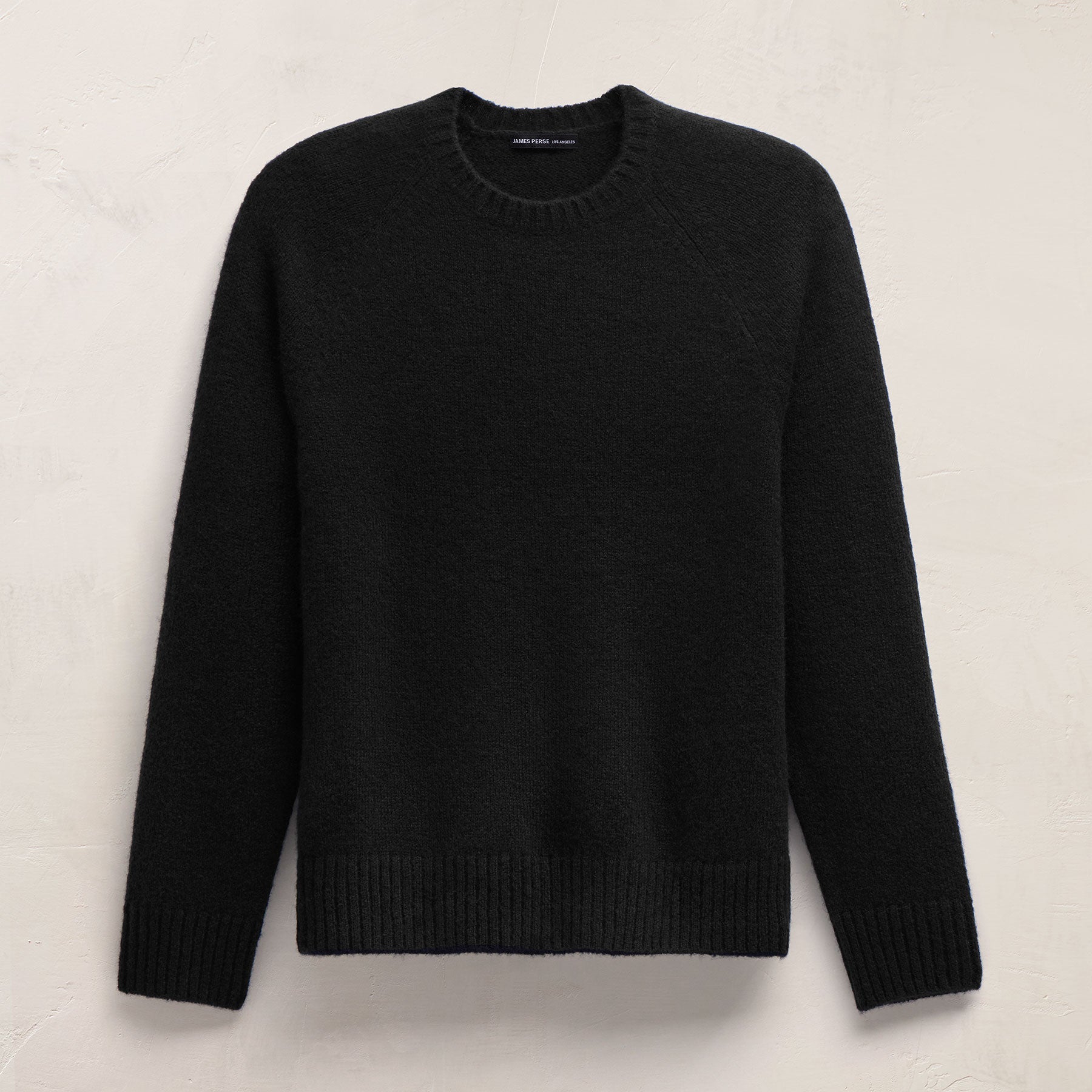 Lightweight Textured Cashmere Crew in True Black | James Perse Los Angeles