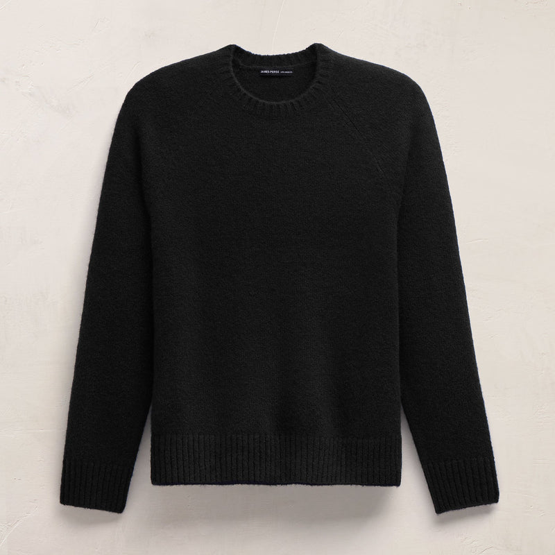 Lightweight Textured Cashmere Crew in True Black | James Perse Los Angeles