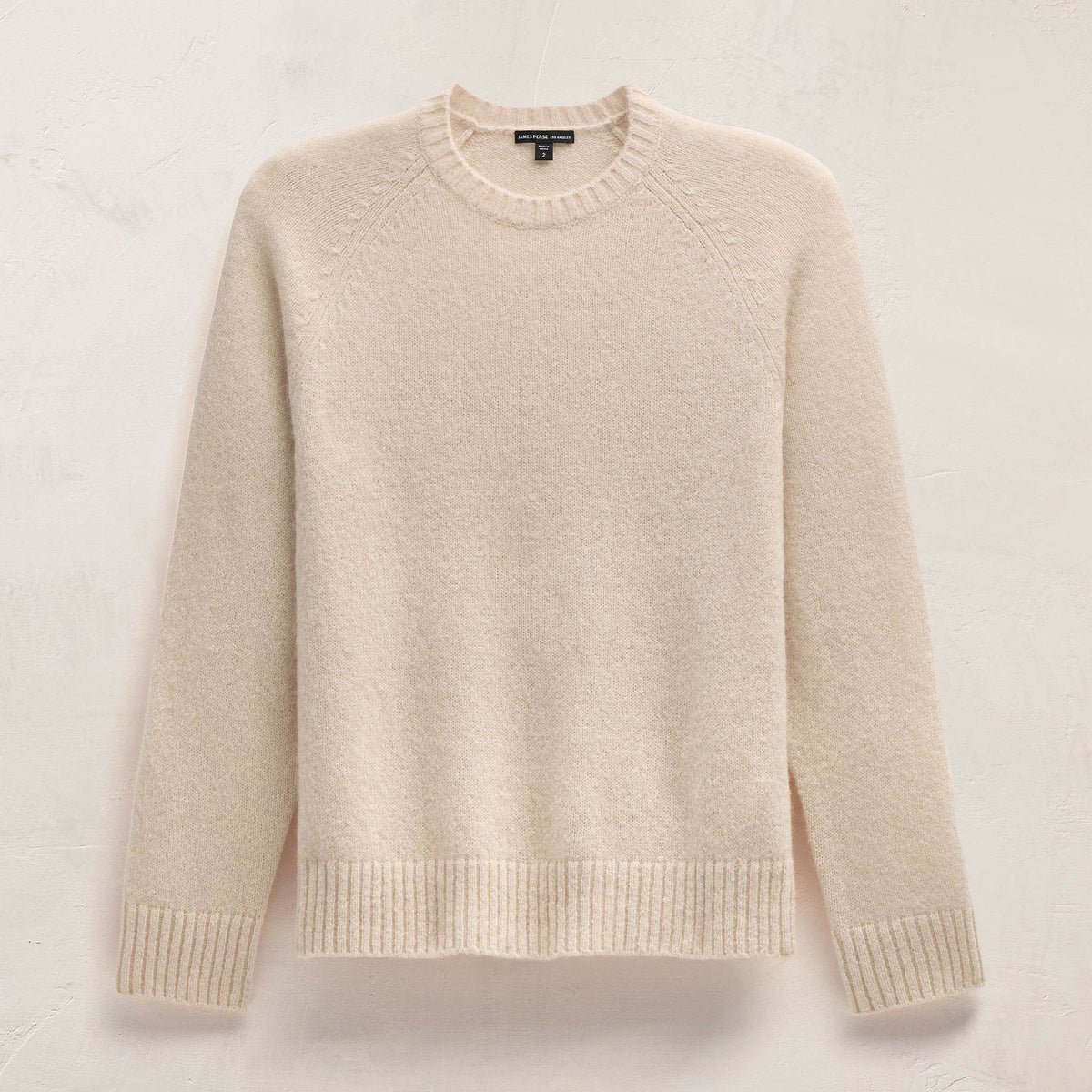 Lightweight Textured Cashmere Crew in Wheat | James Perse Los Angeles