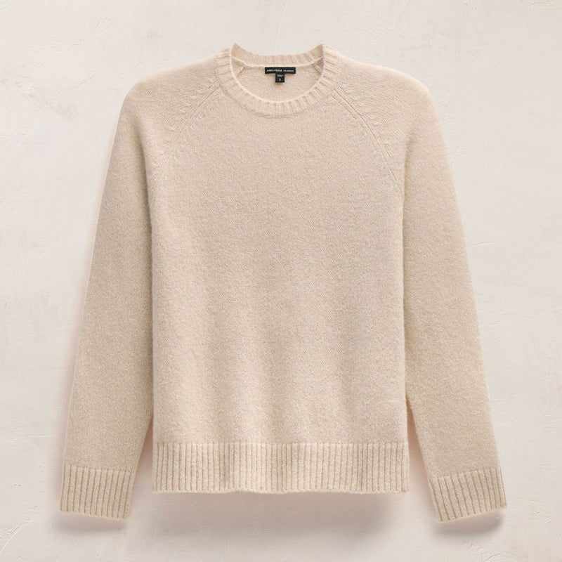Lightweight Textured Cashmere Crew in Wheat | James Perse Los Angeles FLAT