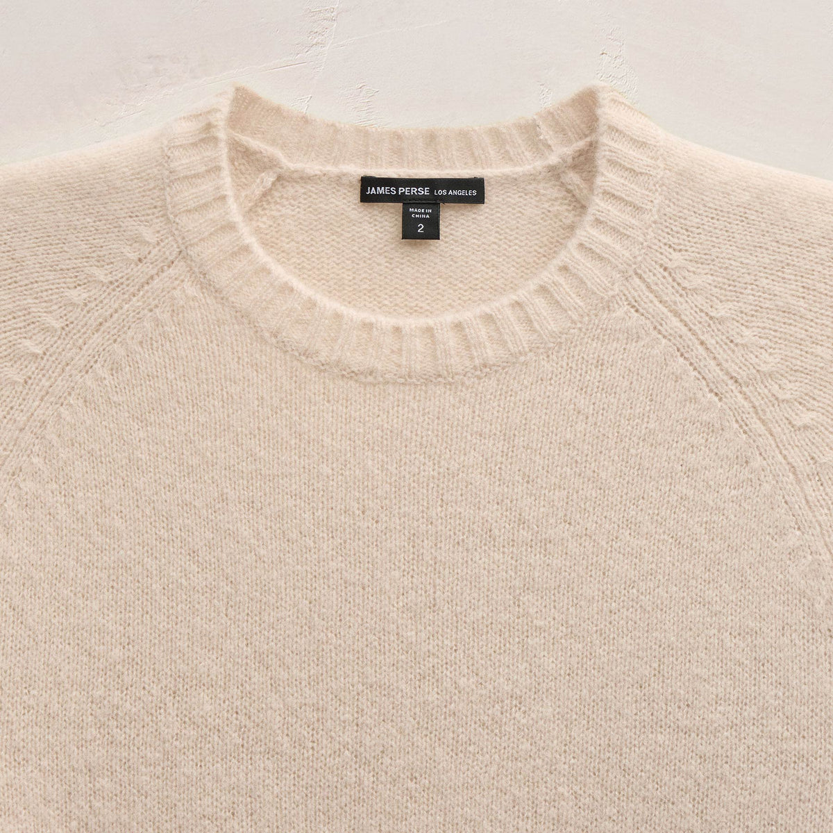 Lightweight Textured Cashmere Crew in Wheat | James Perse Los Angeles
