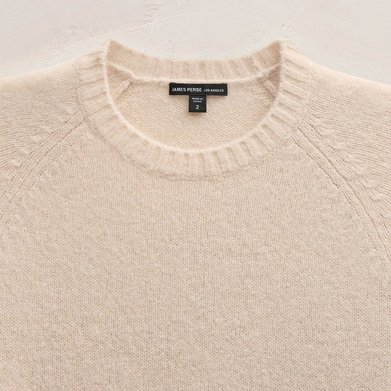 Lightweight Textured Cashmere Crew in Wheat | James Perse Los Angeles FLAT