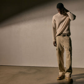 Lightweight Textured Cashmere Crew in Wheat | James Perse Los Angeles