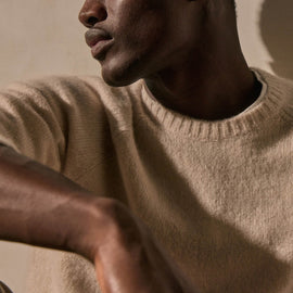 Lightweight Textured Cashmere Crew in Wheat | James Perse Los Angeles