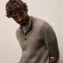 Lightweight Cashmere 1/4 Button Sweater in Beige Melange | James Perse Los Angeles